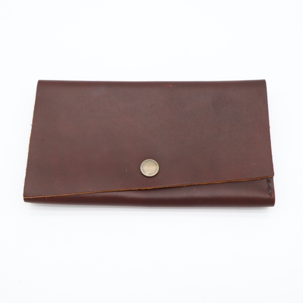 Portland Leather Goods Rancher Womens Tri-Fold Wallet Brown Leather 3 Card Slots